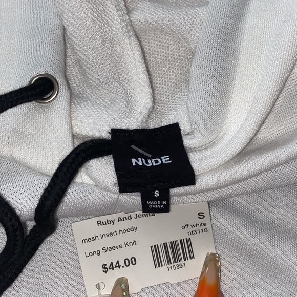 🛍HP🛍 NWT~MESH INSERT CROP HOODIE~WHITE~SMALL - Picture 3 of 3